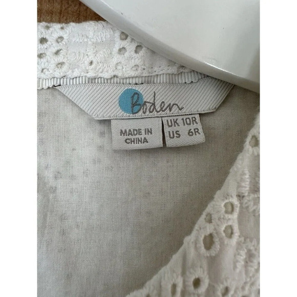 Boden white eyelet ruffle midi dress Size 6 R Spring Summer Dress - Picture 5 of 10